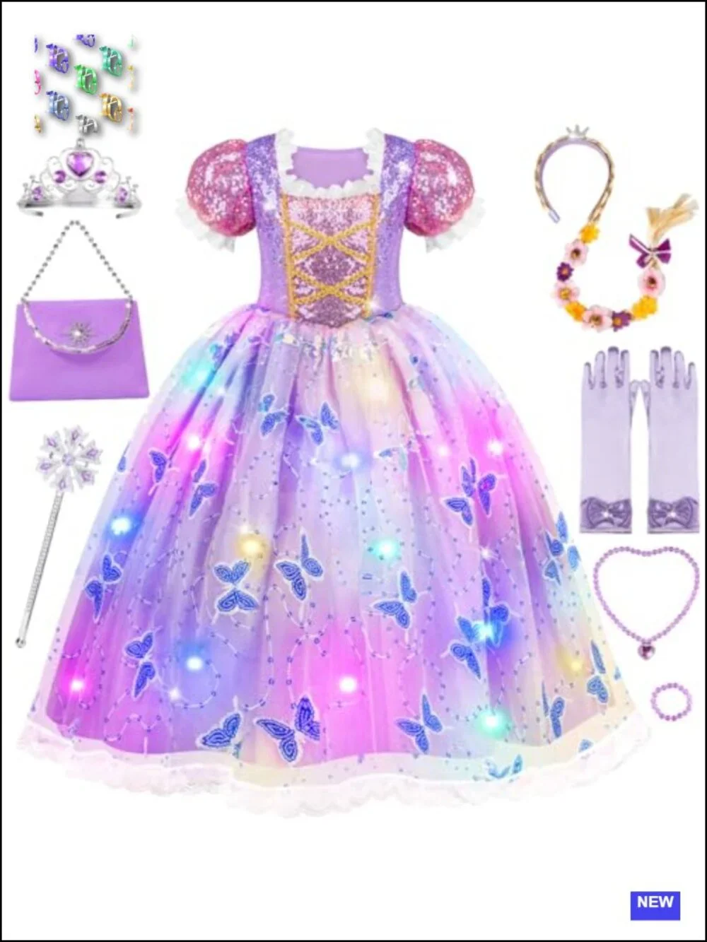 Light Up Princess Dress Costume with Accessories for Girls